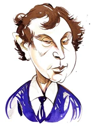 András Schiff, Hungarian pianist (born 1953); color caricature